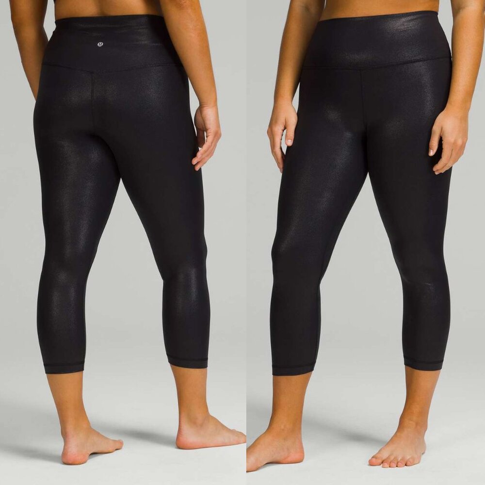 Lululemon Align High-Rise Crop 23" Inseam Shine Radiate Foil Print Black 8 $98